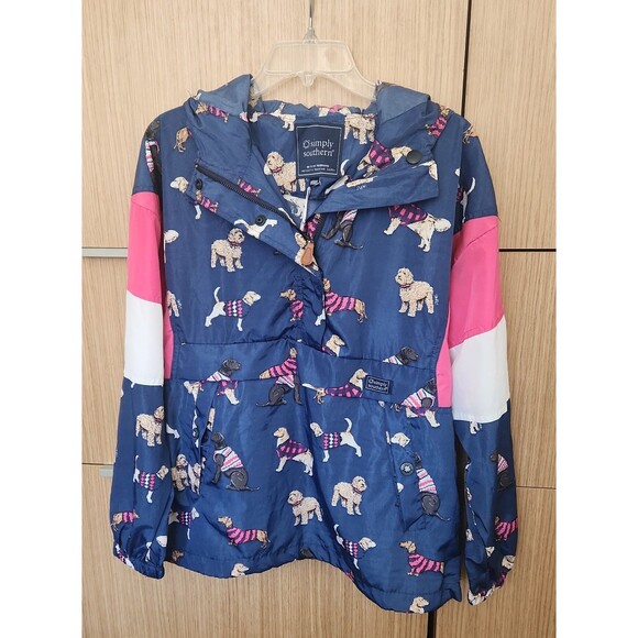 Simply Southern Jackets & Blazers - Simply Southern Women's Half-zip Windbreaker w/ Dogs All Over Size M NWT
